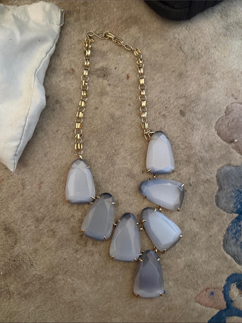 Kendra Scott Gold Chain Necklace with Light Gray Stones